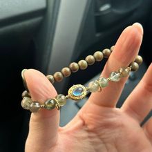 正宗暴富招财进宝天然绿发晶单圈手链女绿檀木小众精致檀木水晶手