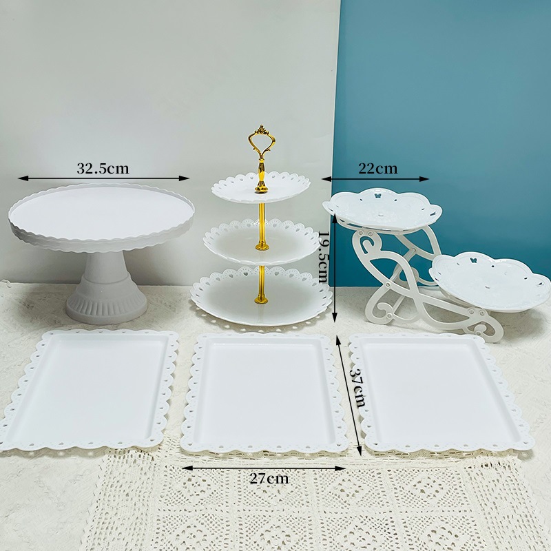 Decoración de postres de cumpleaños estante de exhibición de boda europea estante de frutas estante de pastel de plástico bandeja de bocadillos