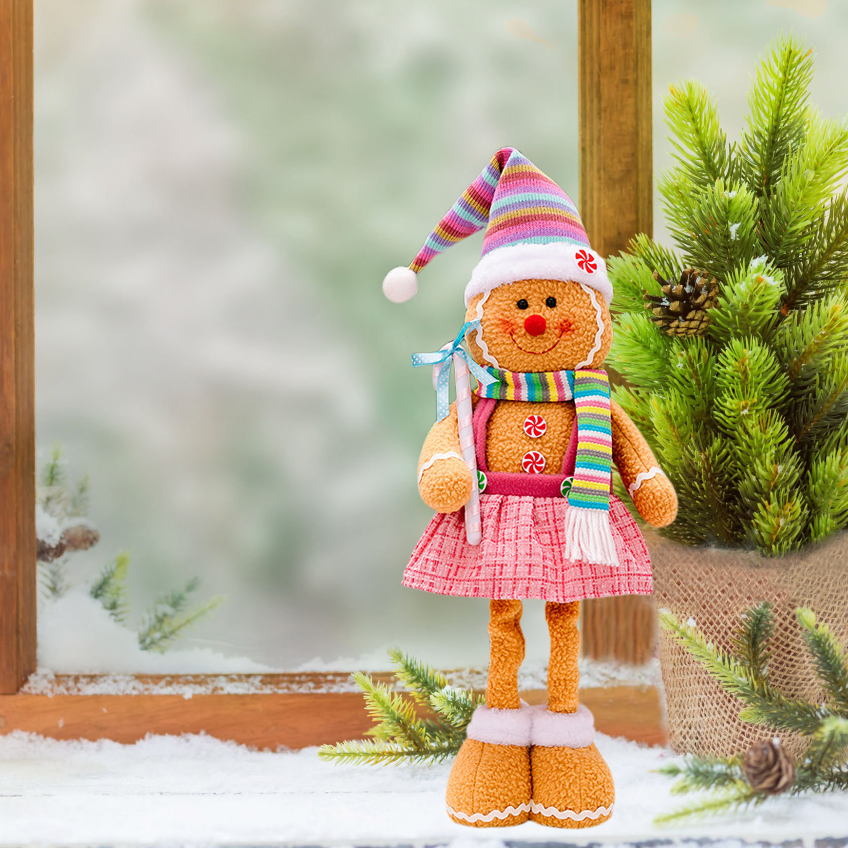 Navidad Gingerbread muñeca decoración retráctil muñeca Gingerbread muñeca galletas de color decoración de ventanas