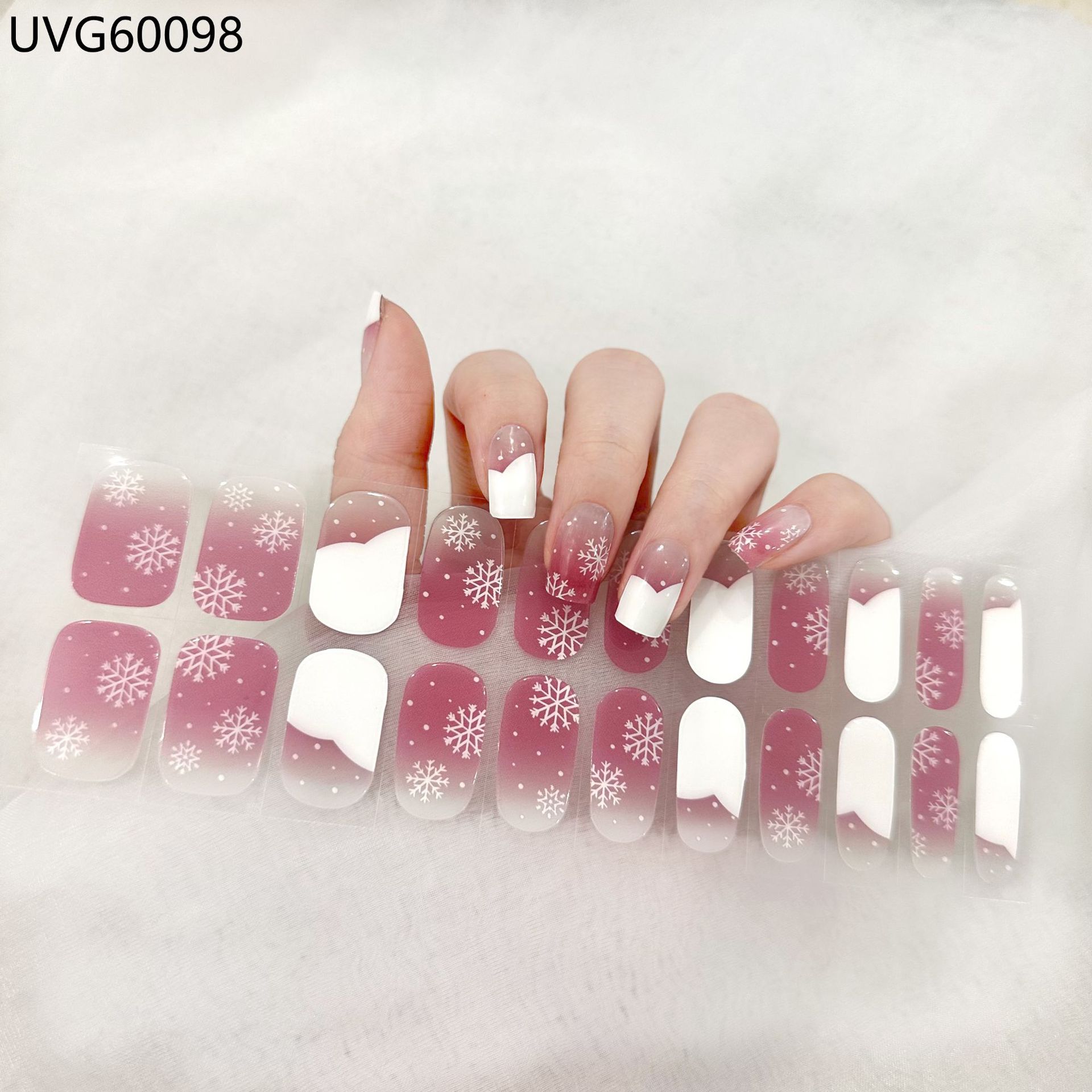 Pegatinas de uñas de gel UV transparentes efecto hielo, semicuradas, con lámina dorada, fototerapia, efecto película de aceite