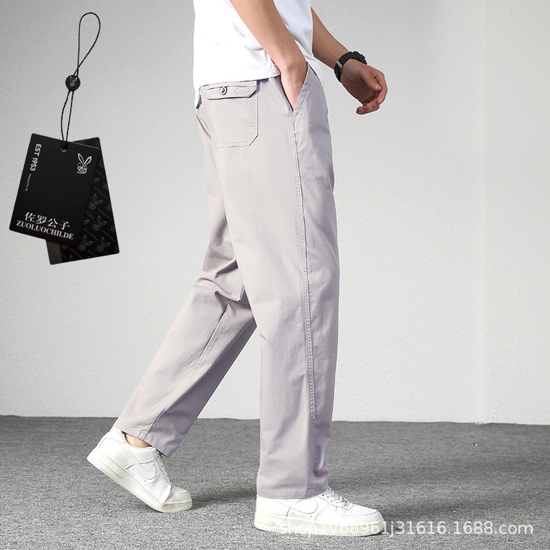 Pantalones casuales de los hombres de Zoruan pantalones de los hombres de primavera pantalones sueltos rectos de mediana edad pantalones elásticos de algodón Pantalones