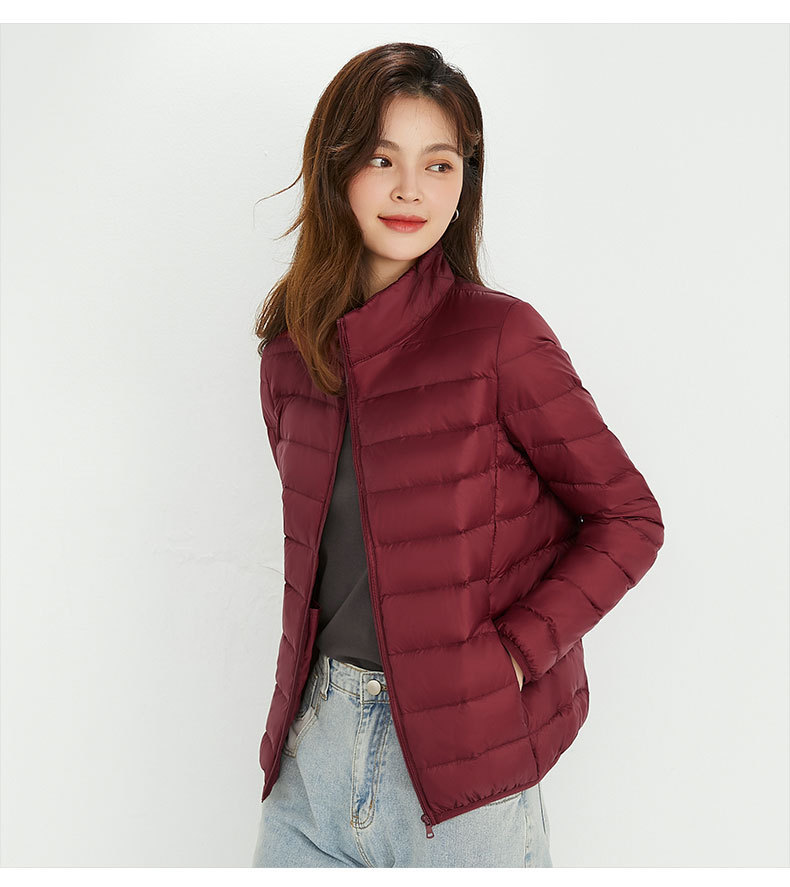 90 chaqueta de plumón de mujer con capuchón ligero corto de tamaño grande ligero estilo extranjero chaqueta de plumón blanco chaqueta Pinghu al por mayor