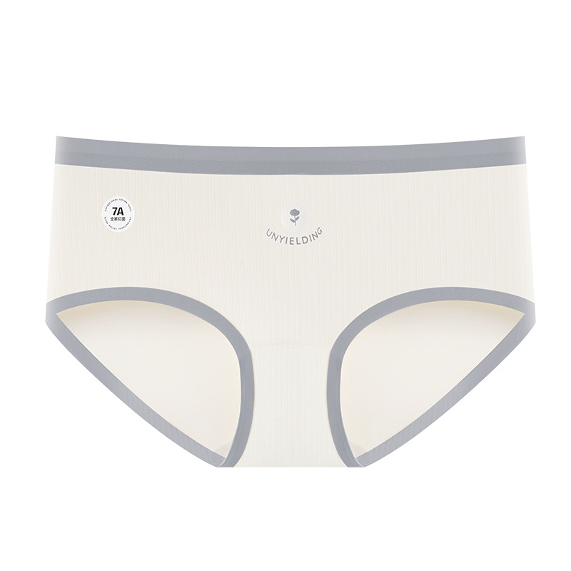 Seda de hielo sin costuras, cadera anti-pellizco, entrepierna de algodón puro, entrepierna antibacteriana, cintura media, sin costuras, ropa interior de mujer de una pieza de color de contraste de verano para niñas
