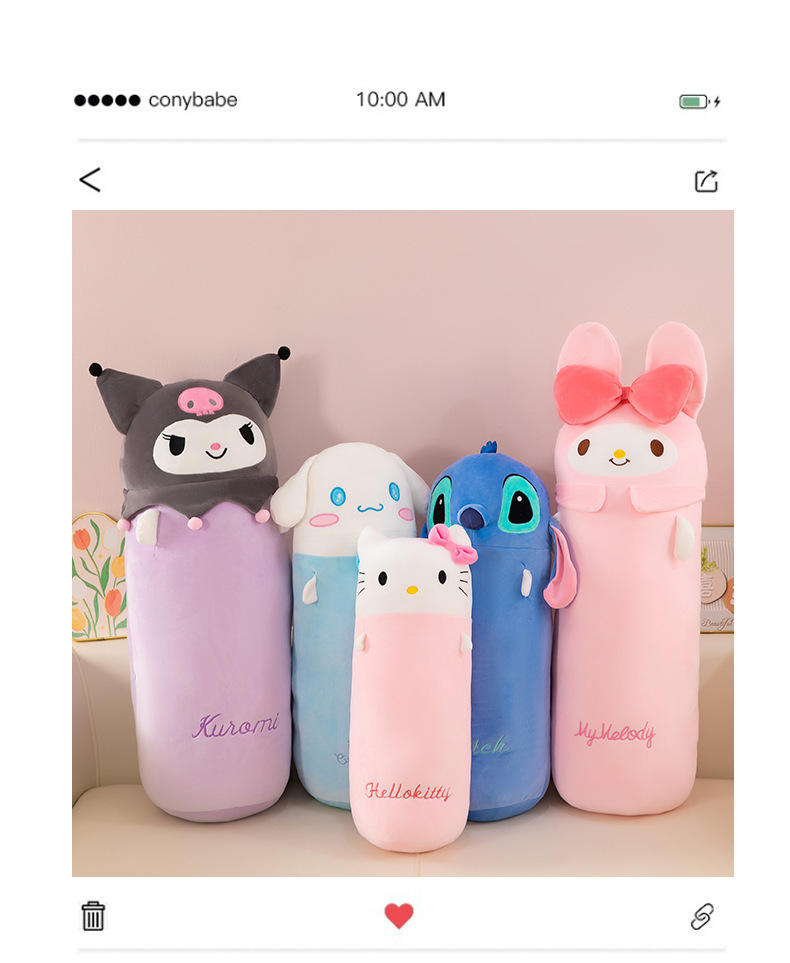 Cartoon Kuromi plush pillow, My Melody long plush toy, Sanrio sleeping companion, girl's gift