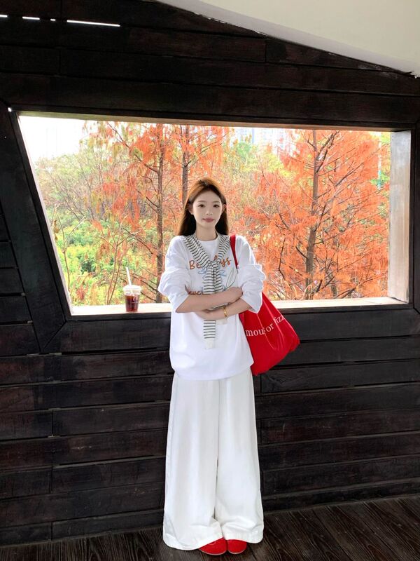 胖mm美式复古纯棉大码长袖t恤女2025新款秋宽松韩版慵懒风打底衫|undefined