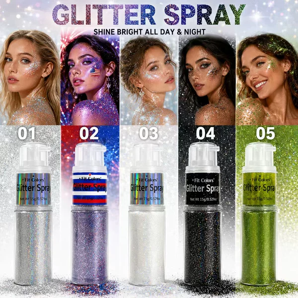 Cross-Border Fit Colors Facial Shimmering Highlighter Powder, Long-Lasting Sweat-Proof Stage Makeup, Sparkling Body Spray