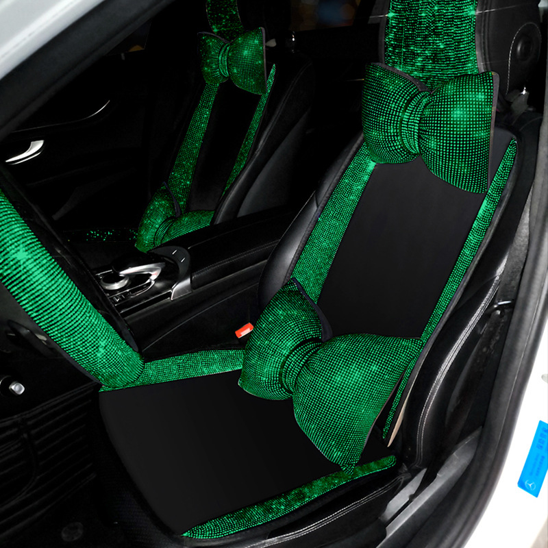 汽车坐垫小三件套单片冰丝透气夏季凉垫镶钻原创女士四季通用座垫