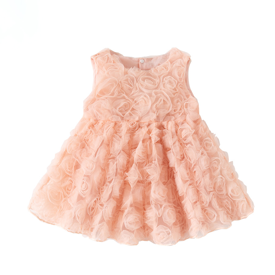 Baby Summer Sleeveless Puffy Princess Dress for Girls, Sweet 100-Day Birthday Vest Dress, Baby Formal Dress