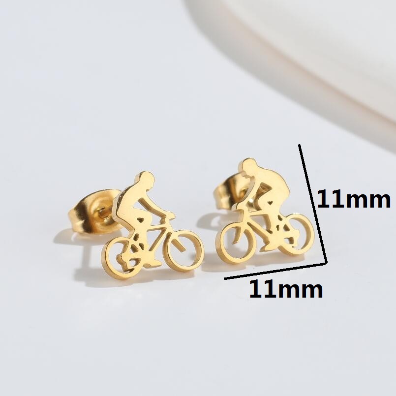 Original Design Bicycle Titanium Steel Ear Studs Plating No Inlaid Stainless Steel Earrings display picture 1