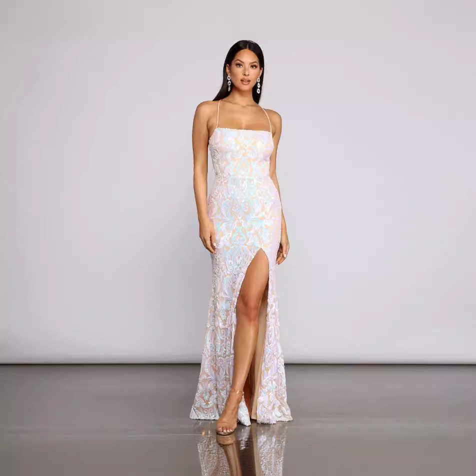 Ventas transfronterizas calientes nuevas mujeres europeas y estadounidenses fiesta esquinilla sexy vestido vestido de hombro solo (3 colores) image 4