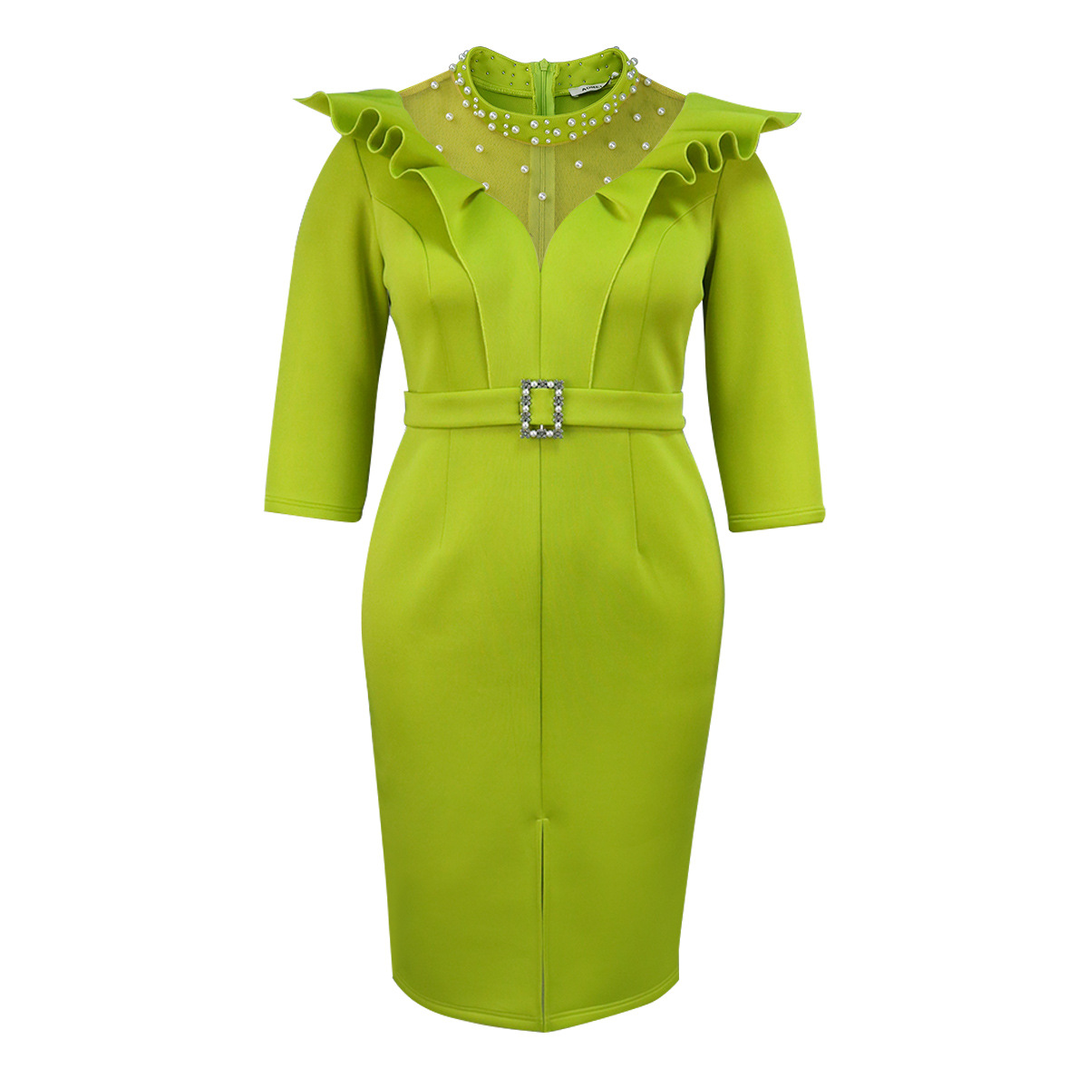 Wooden Ear See through Dress Party Cocktail High Waisted Evening Dresses