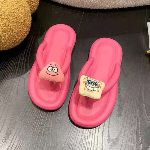 Xiaohongshu's hot style sweet EVA slip-on fashionable soft-soled cartoon girly beach flip-flops for women
