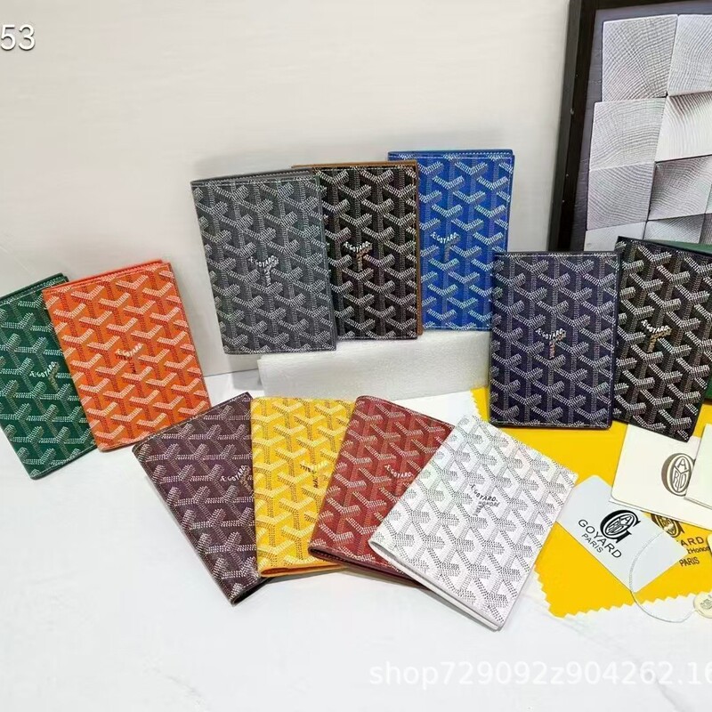 Original Goyar Goya Id Passport Holder Dog Tooth Linen Fabric with Card Holder Wallet Coin Purse