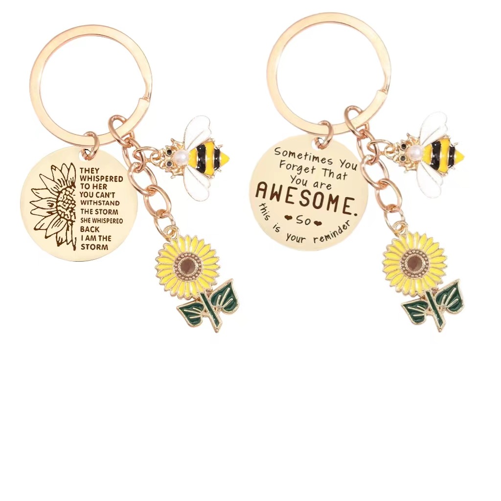 Women's Gender Cute Sunflower Letter 201 Stainless Steel Unisex Women's Keychain