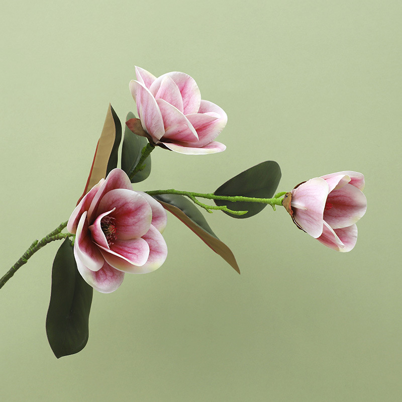 Languifang de gama alta de impresión 3D perfume Magnolia flor artificial hogar sala de estar Decoración Luz estilo de lujo decoración flor falsa al por mayor