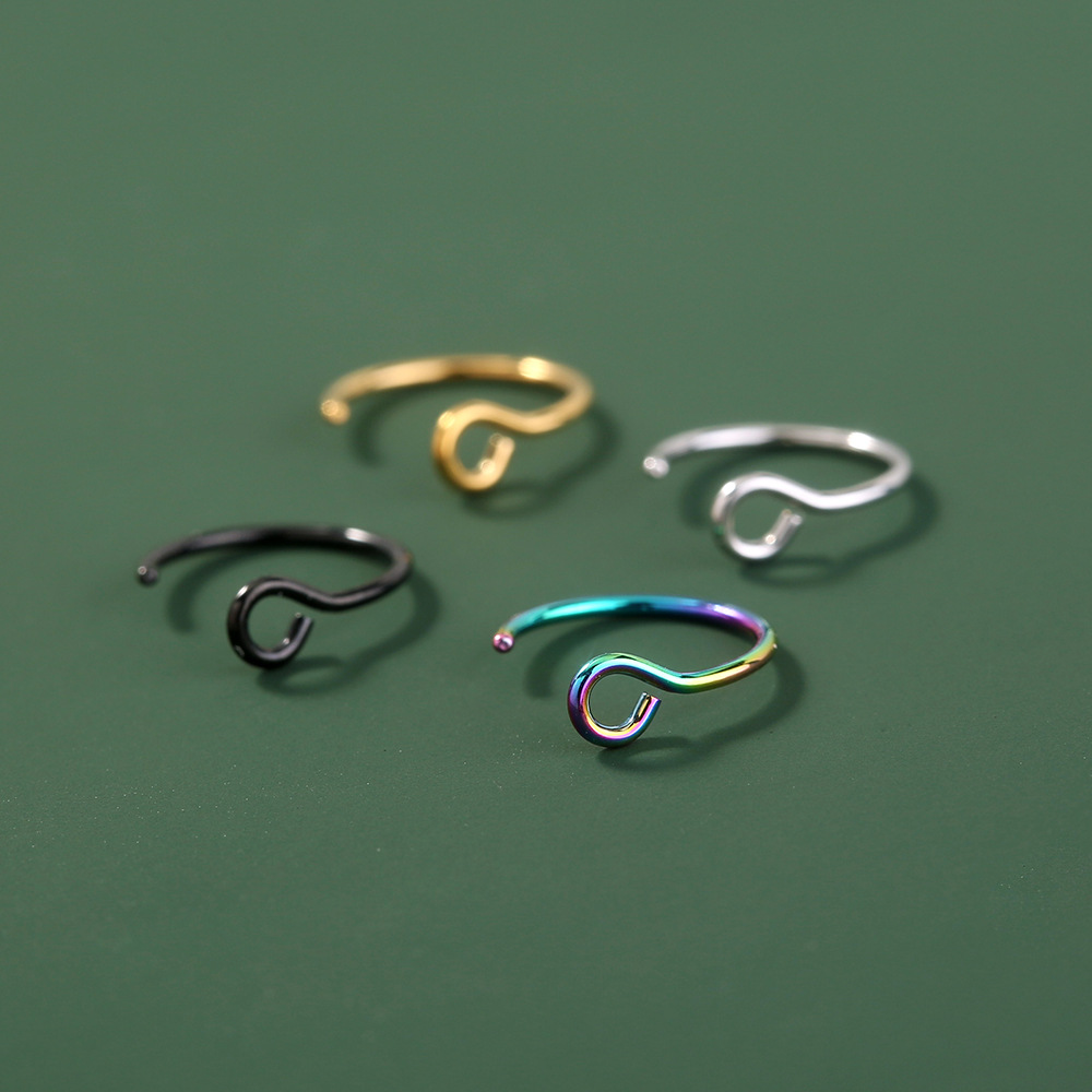 Personality Stainless Steel Fake Nose Nail Nose Hook Set Classic Non-perforated Jewelry Nose Ring display picture 3