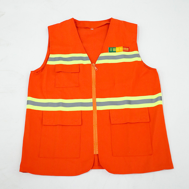 橘色拉链式扑火背心环卫警示工作服可印logo森林消防马甲反光