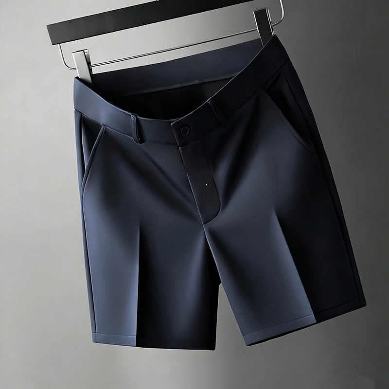 Foreign Trade Wholesale Amazon [Large Quantity Discount] Men's Business Anti-Wrinkle Ice Silk High-Elastic Shorts, One-Piece Dropshipping
