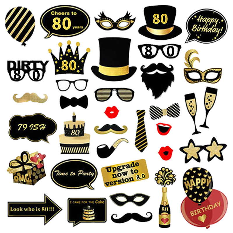 Cross-border new 30-60 year old adult birthday party photo props holiday party paper photo decorations