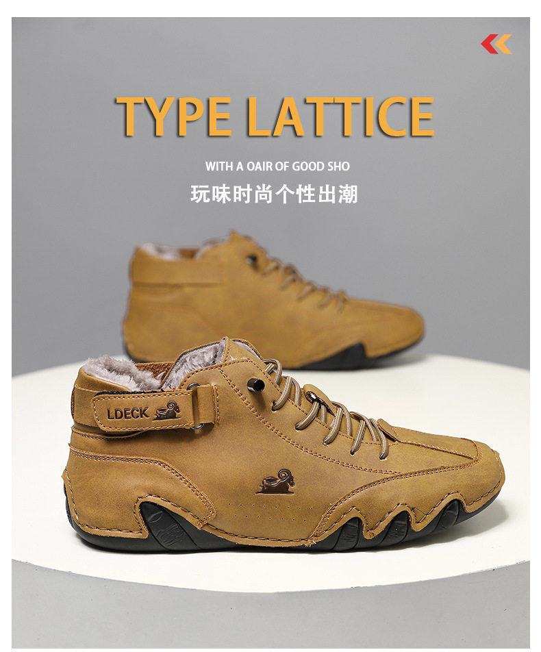 Bốt Martin nam cổ cao lót nhung giữ ấm, giày bông da lộn đế cao su chống trượt — C8008M kaki lót nhung, C8008M màu xám lót nhung, C8008M màu đen lót nhung, F8008M màu hồng lót nhung chi tiết 4