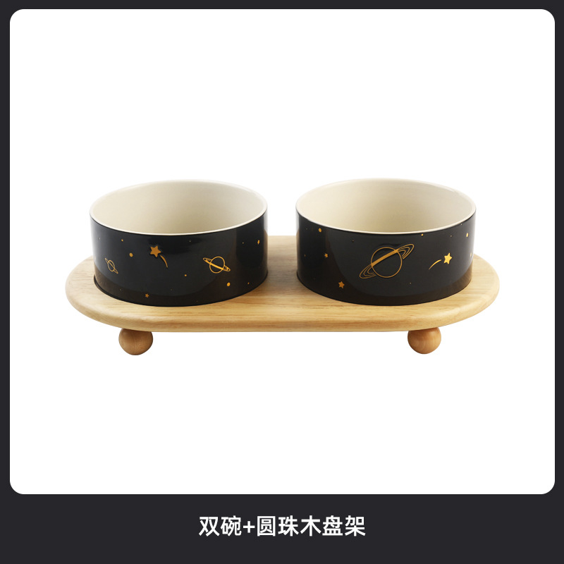 Cubilete de cerámica tazón de perro tazón de comida para gatos tazón doble estante protector columna cervical tazón de comida para perros tazón de bebida para gatos tazón para mascotas