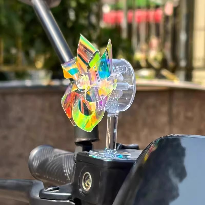 Vehículo eléctrico motocicleta energía eólica colorido pequeño molino de viento generación de energía eólica LED brillante decoración de automóviles decoración de automóviles