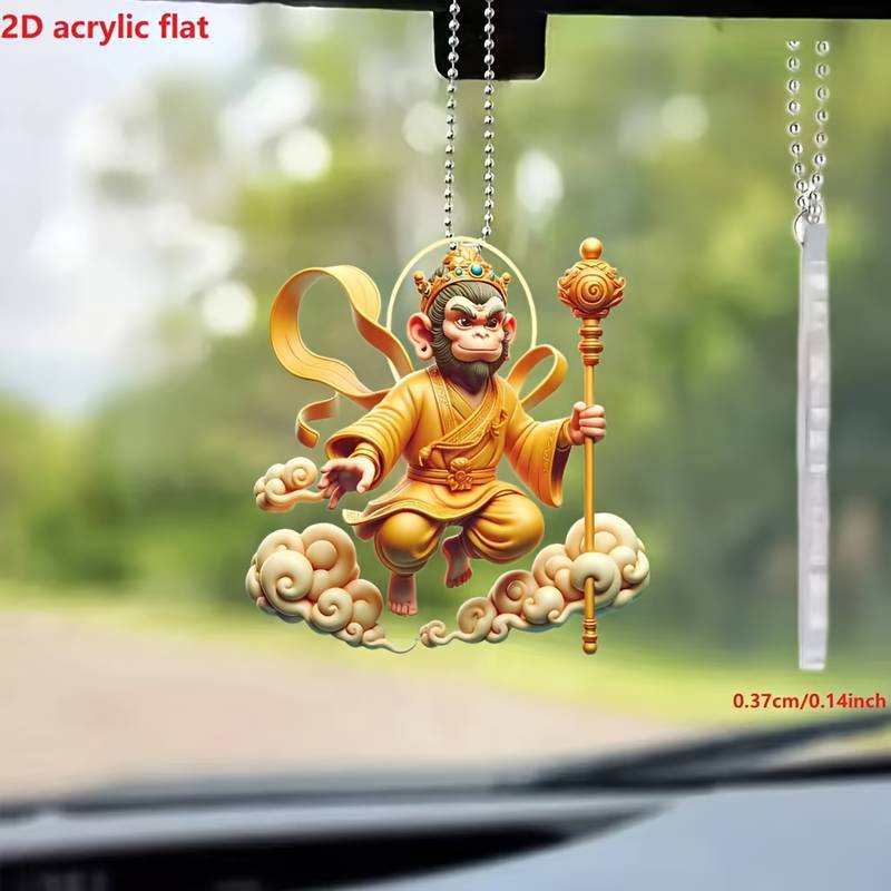 Cuento de hadas de dibujos animados creativo Sun Wukong colgante acrílico plano transfronterizo automóvil retrovisor colgante decoración del dormitorio