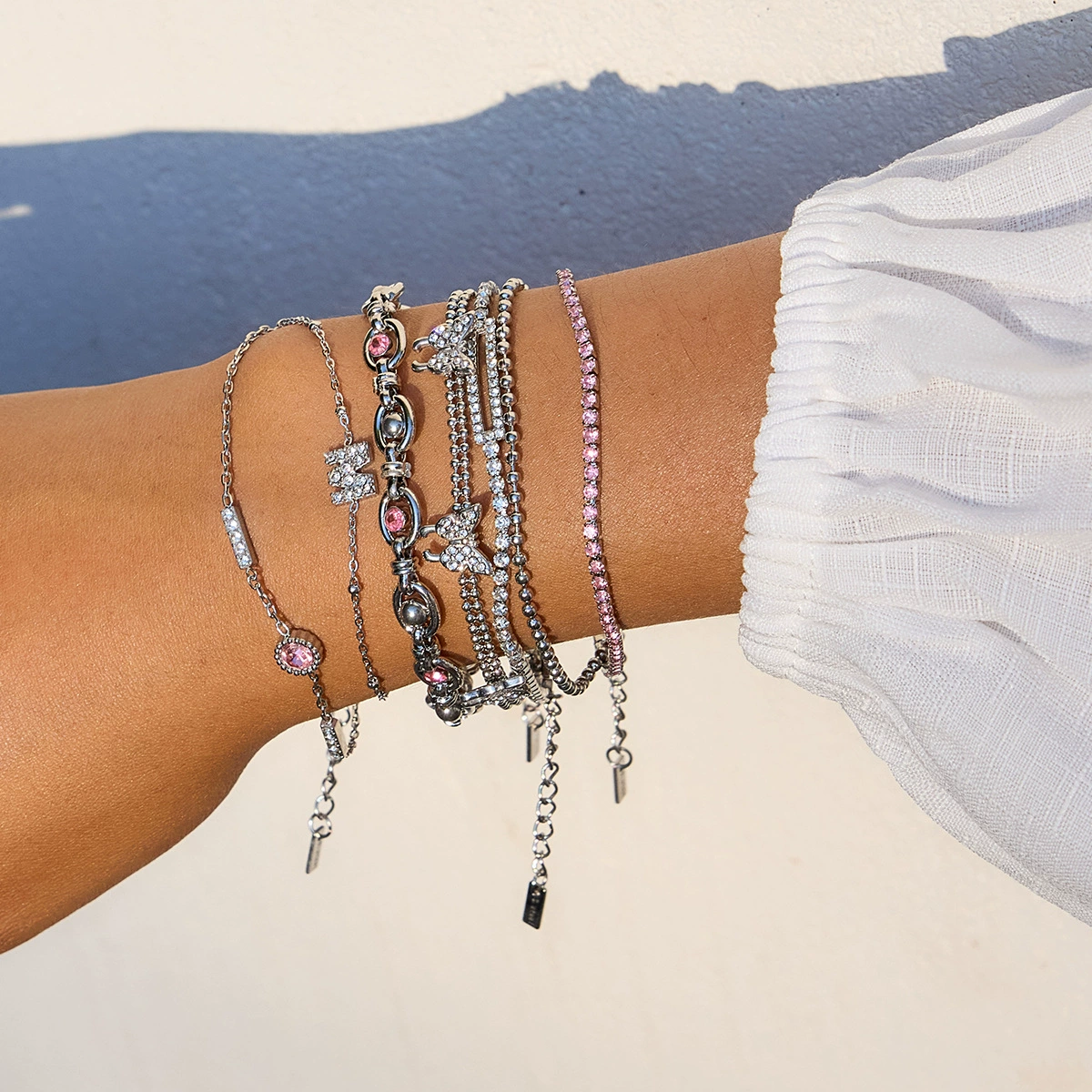 杰鼎 (Cross-border trading), bracelet stainless steel with zircon, accessory, European style, light luxury style, high-quality style, does not fade