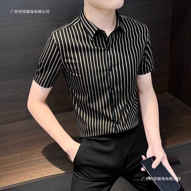 Summer 2026 New Men's Short-Sleeved Shirts, Thin Business Men's Clothing, Casual Trendy Striped Shirts Are Now Available Summer 2026 New Men's Short-Sleeved Shirts, Thin Business Men's Clothing, Casual Trendy Striped Shirts Are Now Available