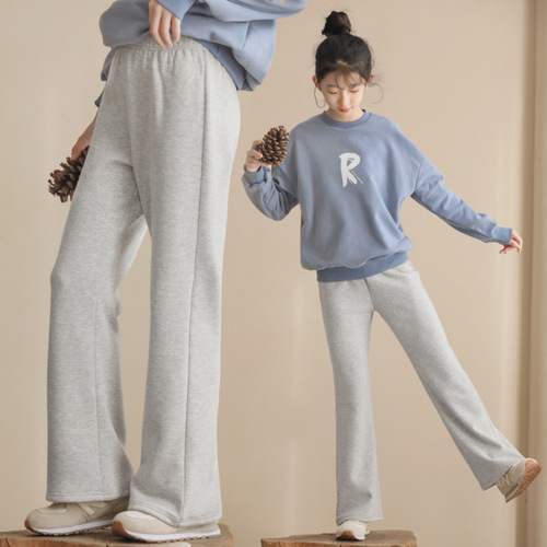 Junior High School Student High-Waisted Japanese Style Mini Platform Pants  New Spring and Autumn Girls' Elastic Solid Color Slimming Pants One Piece Drop Shipping