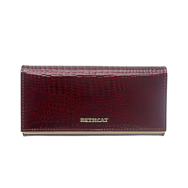 Export Long Genuine Leather Women's Wallet Luxury Patent Leather Crocodile Embossed Clutch Bag Custom Wholesale - Thumbnail 8