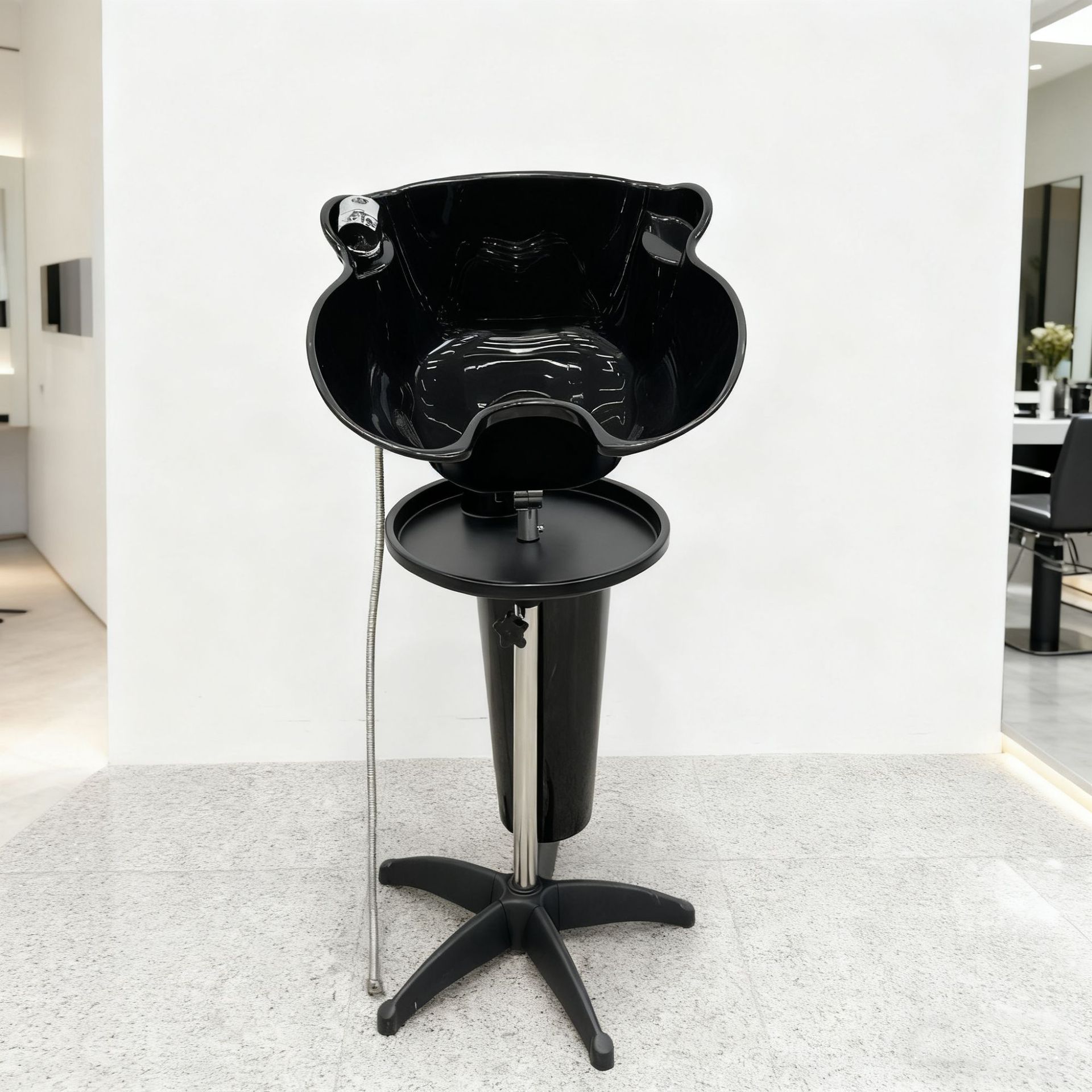 lavabo vertical portátil móvil lavabo de salón de cabello elevable lavabo de salón con boquilla de pulverización y cubo de agua