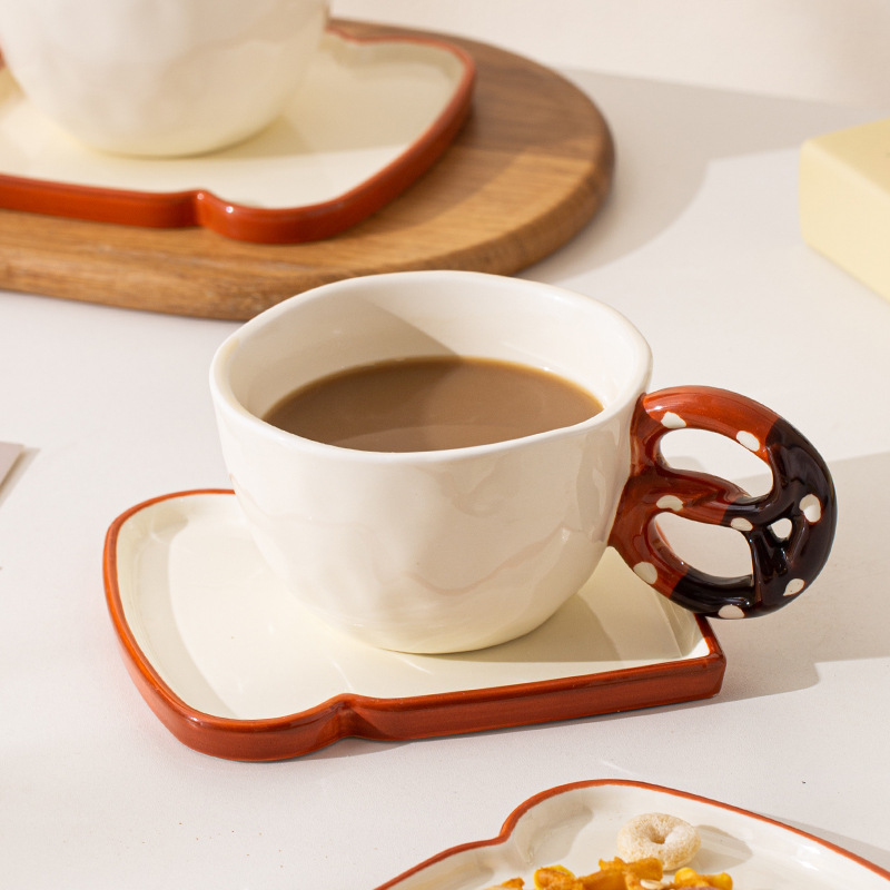 Creativo de cerámica europea taza de café plato conjunto de pan bandeja taza de desayuno casera de gran capacidad taza de agua