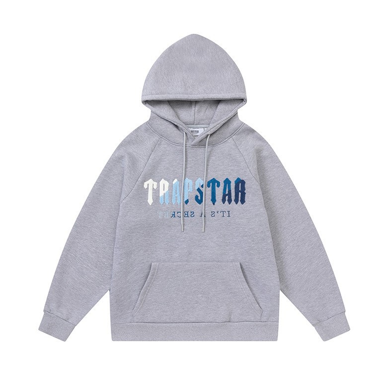 Europa y América Trapstar blue line negro cabeza de tigre toalla bordado más terciopelo con capucha suéter pantalones pantalones casuales