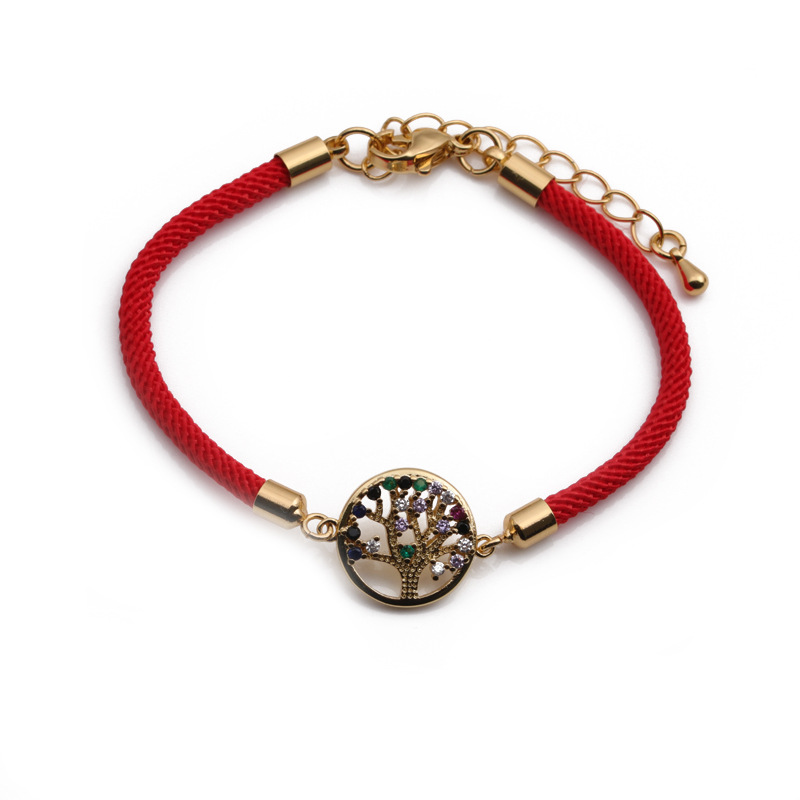 Copper Zircon Geometry Bracelet Fashion Tree of Life Star Aircraft Bracelet Wholesale