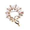 Retro brooch from pearl with bow, pin, protective underware, clothing, accessory lapel pin, Korean style