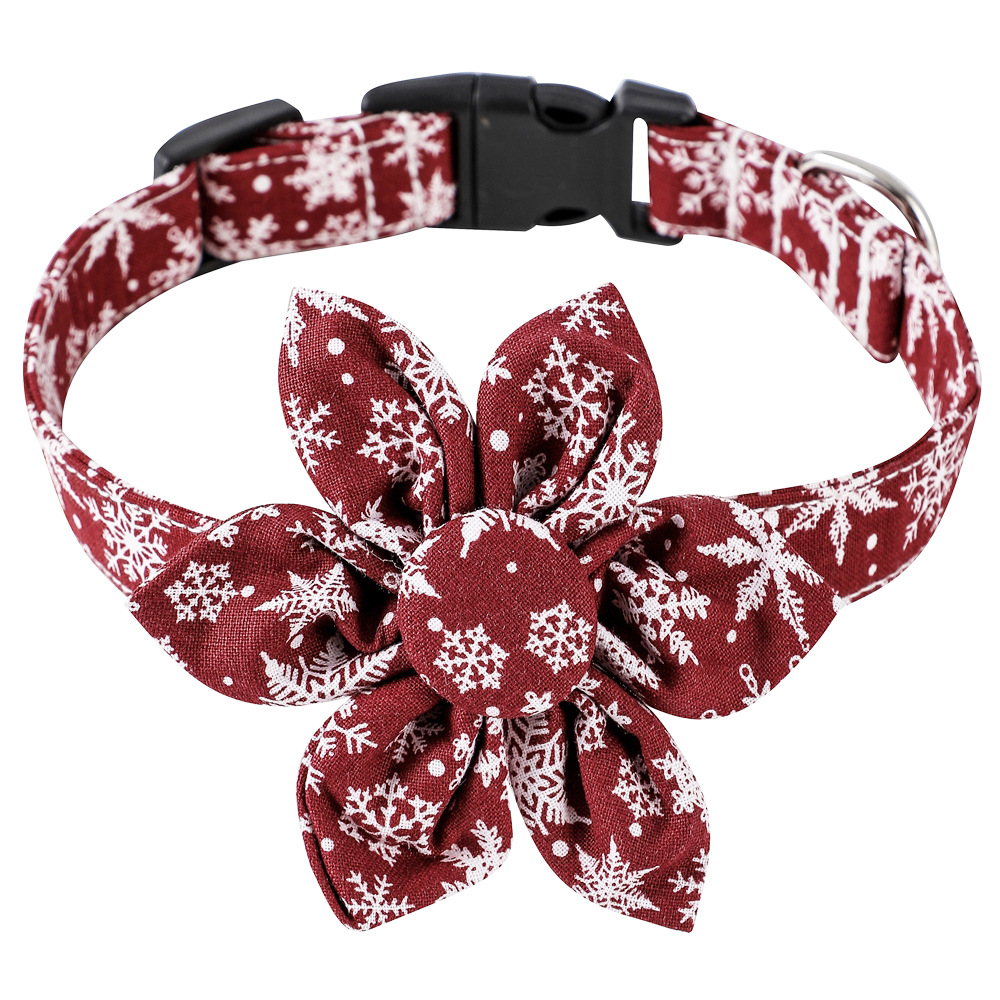 TANPOPO flores de sol de Navidad de algodón collar de copo de nieve arco pet pet dog collar