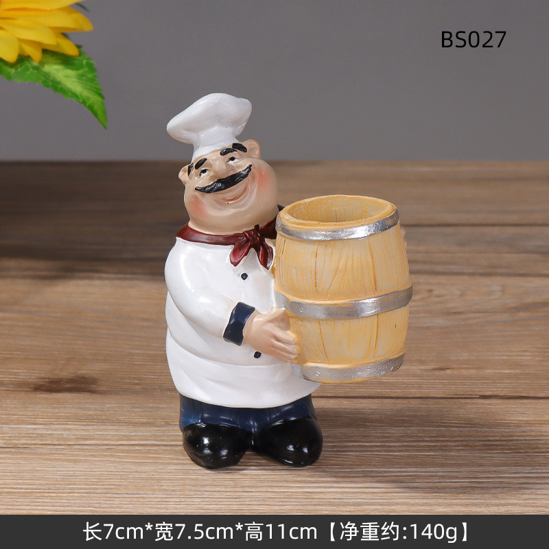 Chef de estilo europeo personaje ornamentos de resina artesanía creativa restaurante chef pizarra de bienvenida placa de comedor decoración creativa