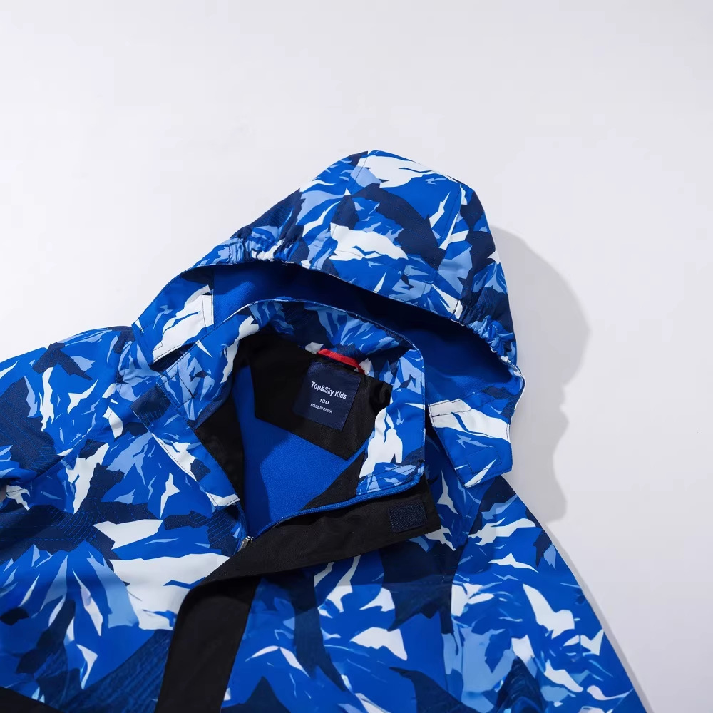 Niños al aire libre camuflaje color a juego cremallera camisa chaqueta de los niños con capucha impermeable de lana forrado chaqueta cazadora caliente