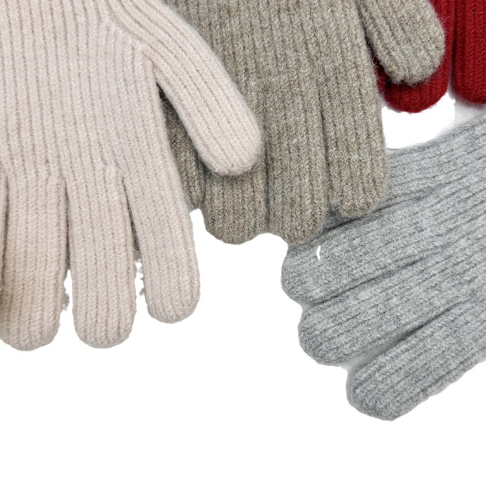 Nuevos guantes de punto de pantalla táctil de cinco dedos de color sólido otoño y invierno parejas de moda para montar al aire libre guantes cálidos a prueba de frío