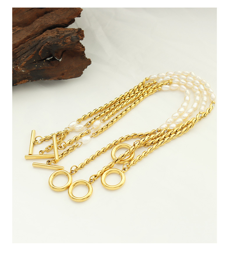 Elegant Geometric Pearl Titanium Steel Bracelets 1 Piece