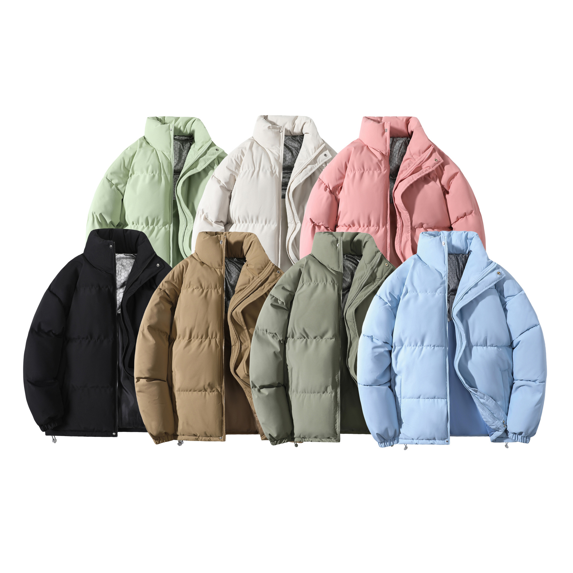 Winter American high street style loose-fitting trendy men's and women's couple style thick stand collar warm puffer jacket cross-border