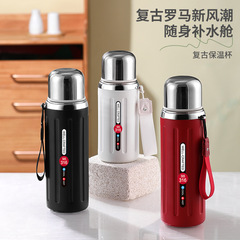 大容量316不鏽鋼保溫杯雙飲手提便攜彈跳水杯高顏值悶茶壺羅馬杯