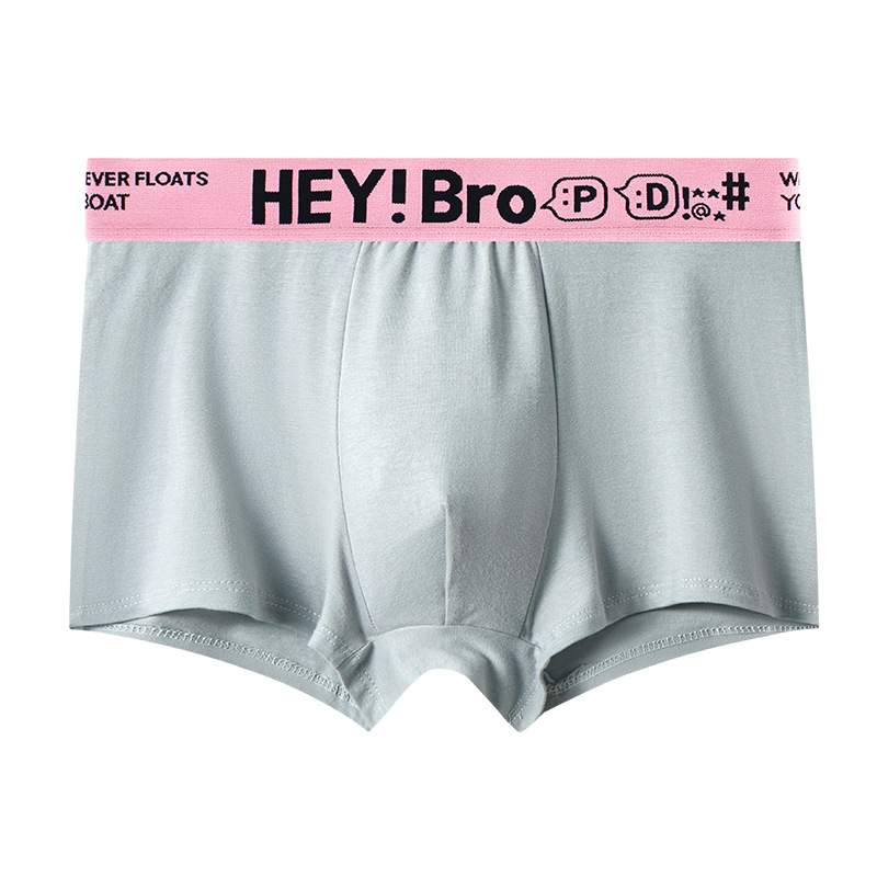 Algodón puro simple ropa interior de hombre marca de moda contraste color niños Boxer shorts Mediados de cintura suelta cómoda juventud Boxer shorts