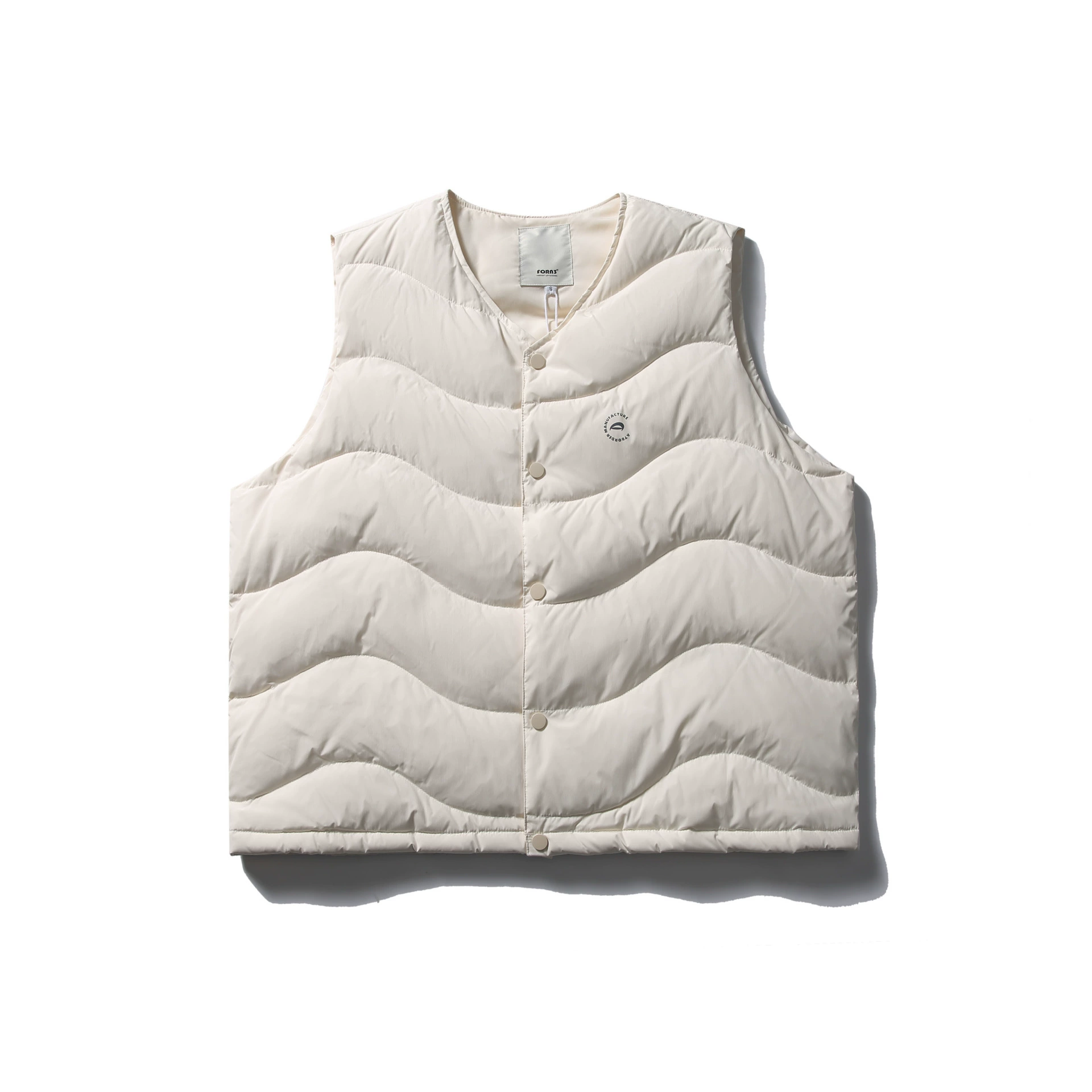 Nanxia Qiaochiao 2024 зимний новый японский сплошной цвет волнистый принт пуховый жилет без рукавов