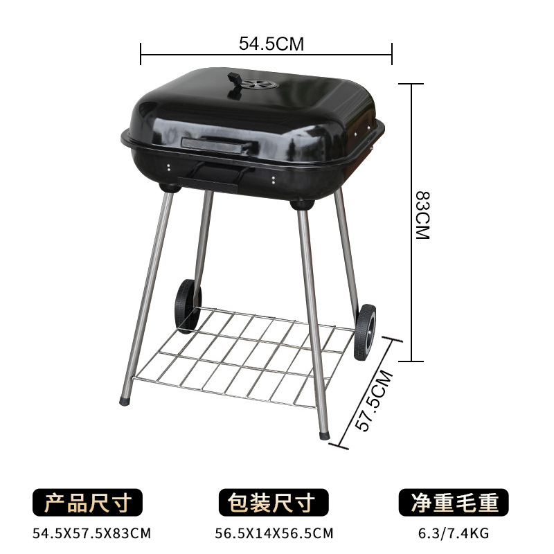 Transfronterizo al por mayor 22 pulgadas esmalte carbón parrilla parrilla al aire libre parrilla portátil de cuatro patas horno de hamburguesas parrilla americana