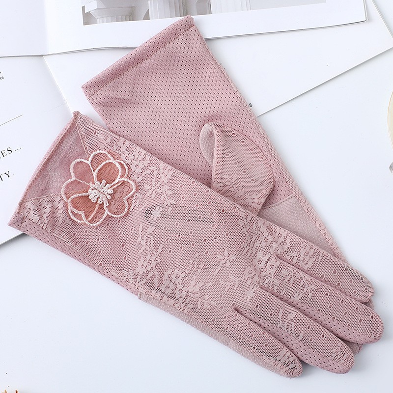Guantes de protección solar de primavera y verano guantes de pantalla táctil de encaje conducción de las mujeres transpirable al aire libre protección solar guantes de equitación