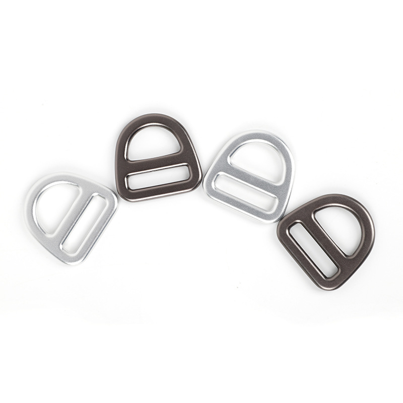 Hebilla de ajuste de aleación de aluminio con anillo en D para venta al por mayor del fabricante, herrajes semicirculares para bolsos, anillo en D, hebilla en D para arneses de mascotas