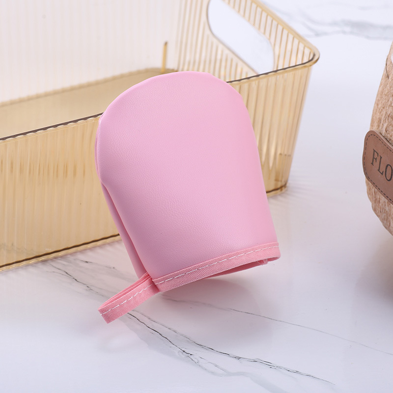 Leather thumb gloves--pink