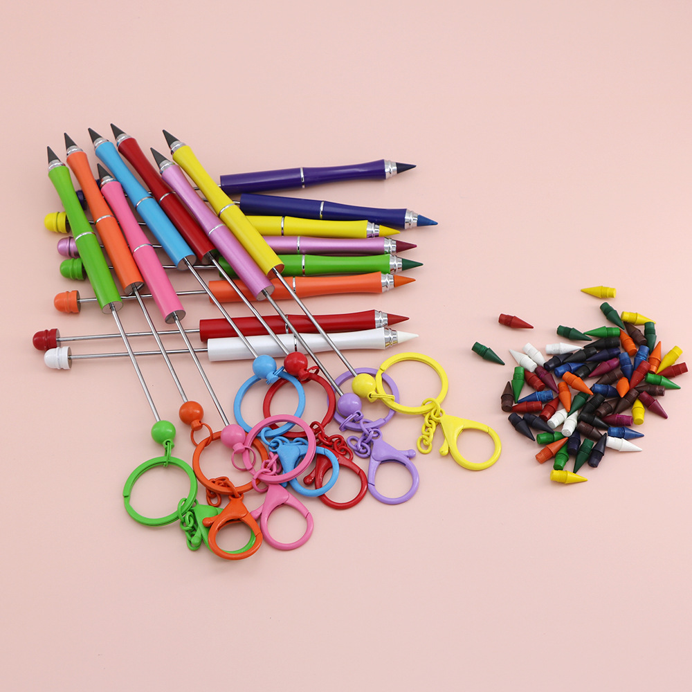 Suministro con Escondida borrador afilado-lápiz libre estudiante pintura DIY llavero portátil con cuentas de lápiz